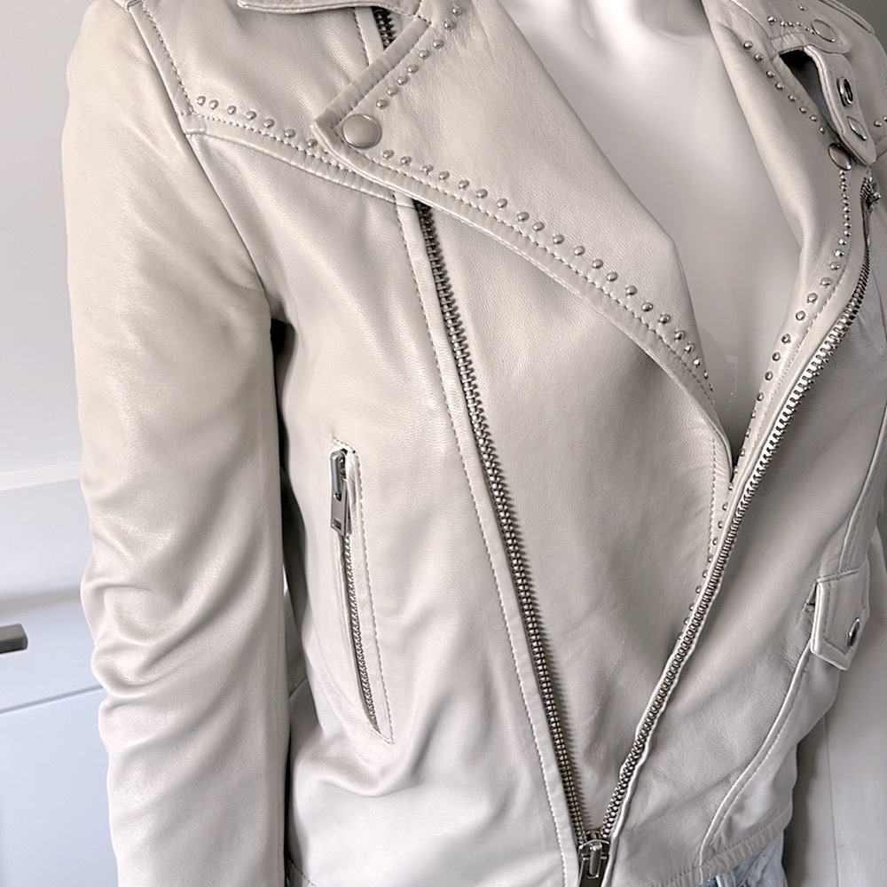 IRO Blondie Studded Leather Jacket Grey - Picture 13 of 16